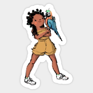 Girl and her Macaw Sticker